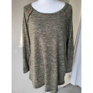 Brendas Sweater Womens Large Green Elbow Pads Long Sleeve Stretch USA Equestrian